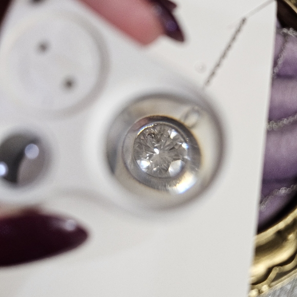 14k genuine diamond necklace 10k chain measures about 19  inches. Pendant stampe - Picture 8 of 10